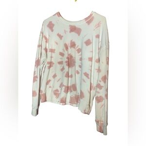 Time & Tru Pink & White Tie Dye Long Sleeve Sweater Size XL
